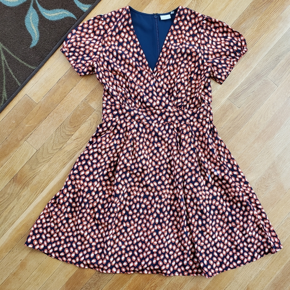 Size 14/Large Surplus Dress in Navy-Rust-Beige